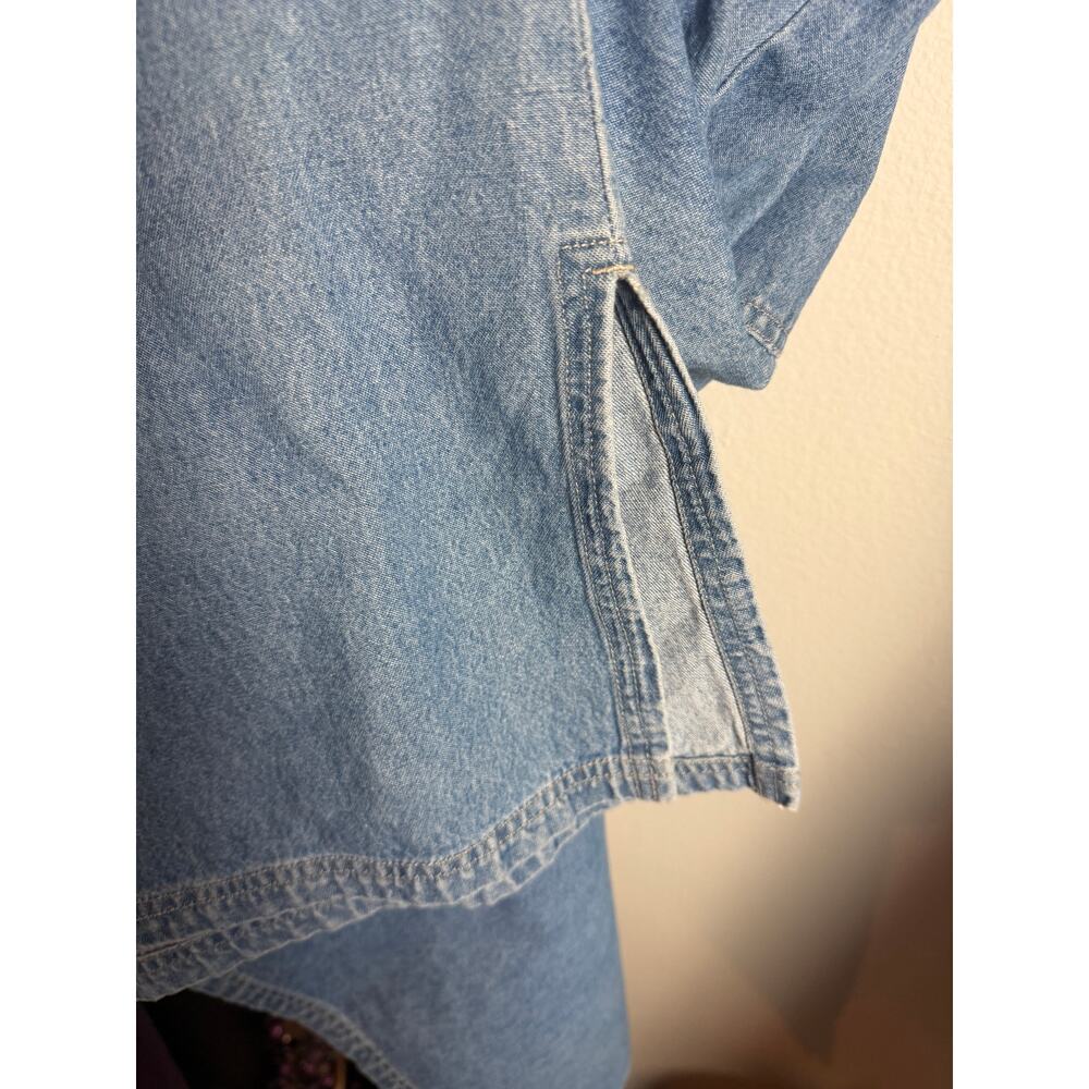 Vintage Sag Harbor Denim Overall Jumper Dress Womens Large Medium Wash Midi Maxi - Picture 4 of 5